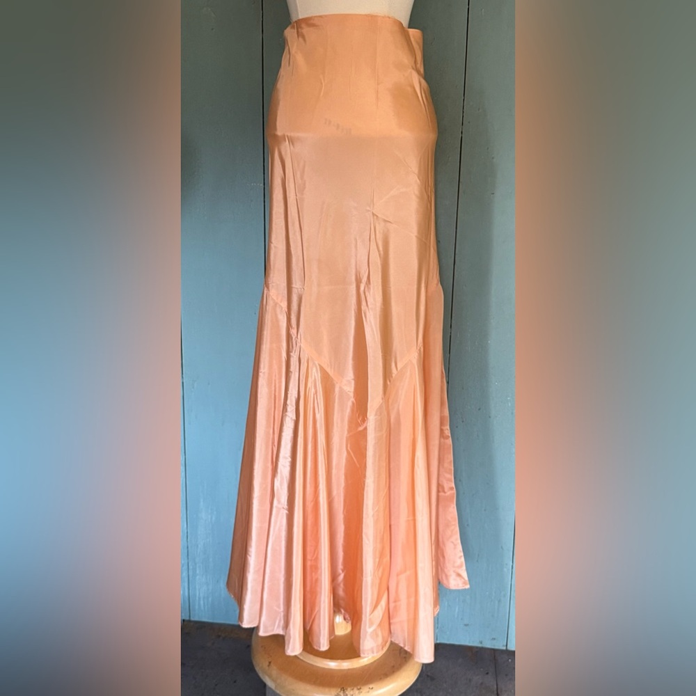 20's 30's Evening Party Dress Bottom Peach Silk Taffeta Full Circle Finish M